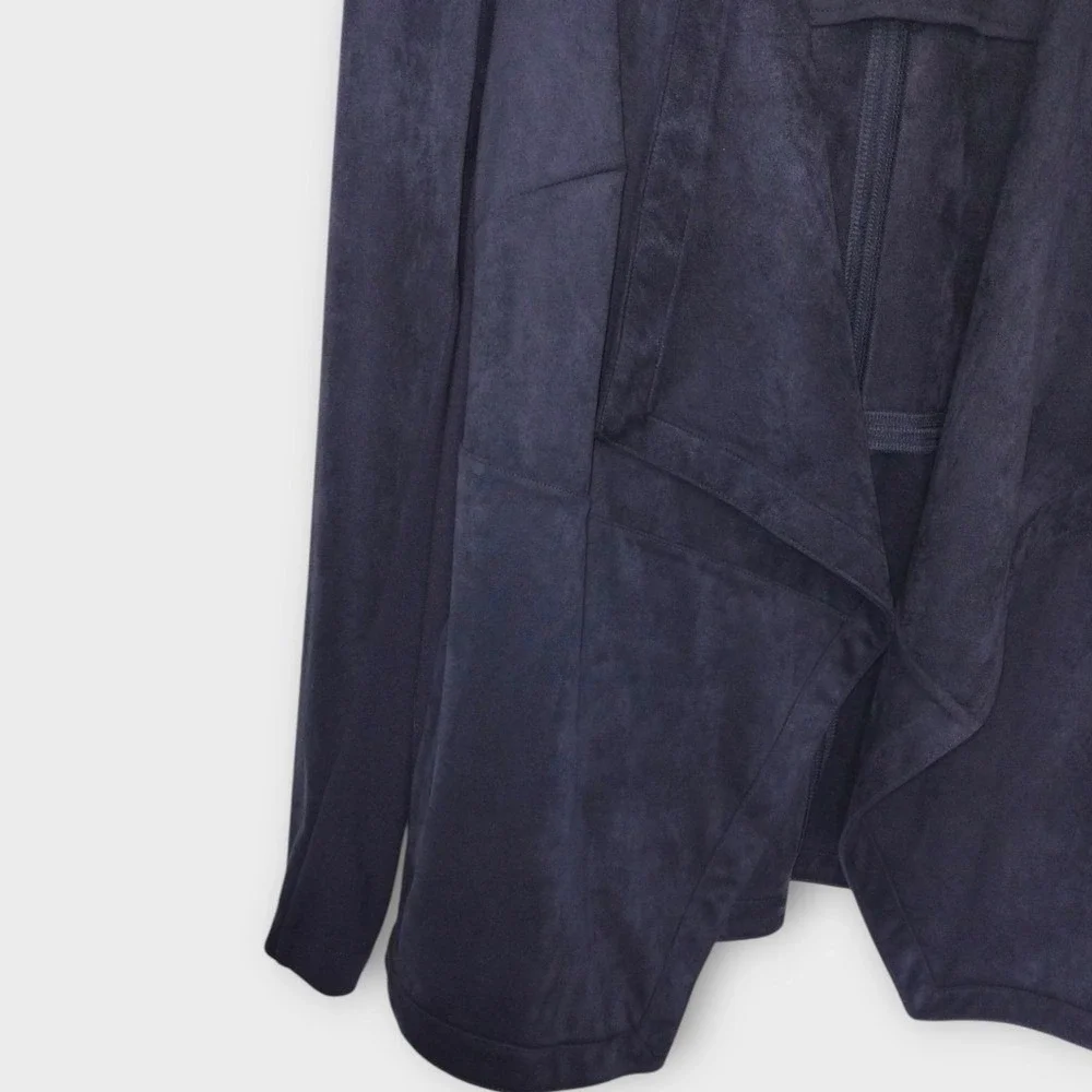 J Jill Faux Suede Jacket Sz L Blazer Draped Womens Career Business Casual Blue‎